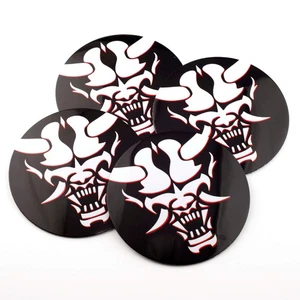 4pc 68mm 2.68in  Aluminum Wheel Center Caps Stickers Japanese Style Mask Pattern - Picture 1 of 4