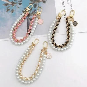 26cm Cell Phone Strap Rope Pendant Leather Pearl Anti-loss Hand Rope - Photo 1 sur 9