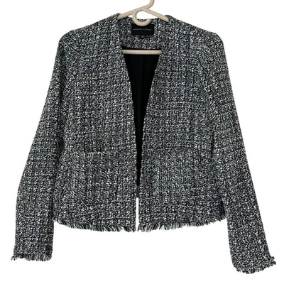 Blazer vintage Adrienne Vittadini tweed borde crudo academia años 90 Y2K preppy S Foto 1 de 4