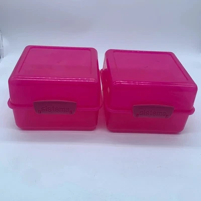 Sistema Cubos de Almuerzo X 2 Contenedores de Almacenamiento 1.4L Rosa Múltiples Compartimentos Foto 1 de 4