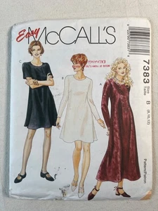 Mini Maxi Vestido 7383 McCalls Patrón de Costura Años 80 Fácil Ajuste y Acampanado Línea A Talla 8-12 - Imagen 1 de 4