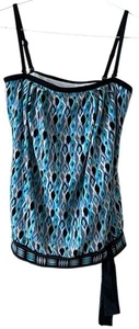 24 & Ocean Tankini Swim Top w/ Built in Bra Side Tie Geometric Size Medium - Picture 1 of 12