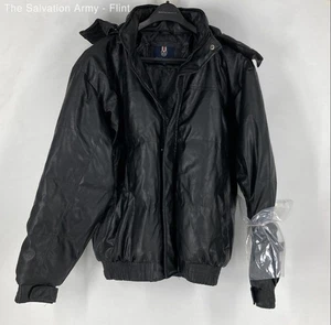 Phat Farm Classics Mens Black Fur Trim Hooded Full-Zip Bomber Jacket Size Large - Picture 1 of 8