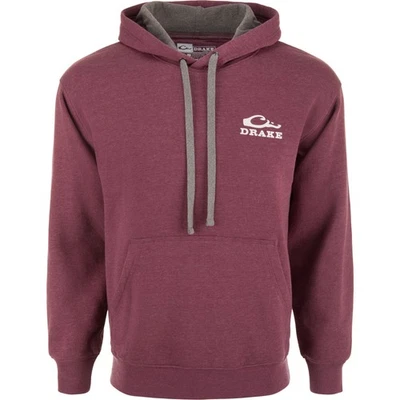DRAKE Men's The Waterfowl Company Logo Burgandy Dark Heather Hoodie (AD9600-BDH) Foto 1 de 4