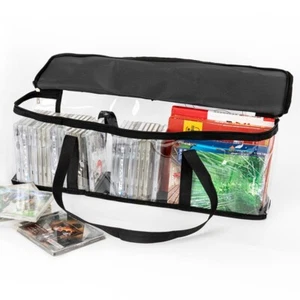 CD DVD Storage Bags Holder PVC Media Organizer Case with Handle Black Portable - Picture 1 of 6