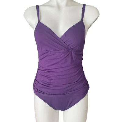 Ralph Lauren Mujer Púrpura Cuello en V Una Pieza Control Abdomen Traje De Baño Traje De Baño Foto 1 de 4