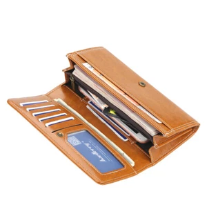 Bifold Credit Card Wallet Leather For Women Long Zipper Coin Pocket 7*3*1.1in - Picture 1 of 6