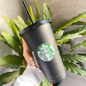 starbucks matte black cold cup With Reusable Straw And Lid - 24 Oz ( Size Large