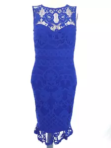 Lipsy Lace Dress Blue Bodycon Knee Length Floral Special Occasion UK 12 BNWT - Picture 1 of 13