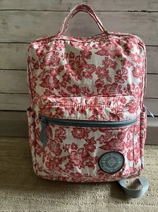 Vera Bradley Rain Garden Red Floral Backpack EC - Picture 1 of 11