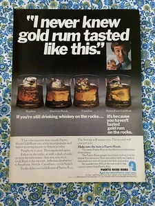 Publicité vintage 1980 rhum portoricain imprimé rhum doré - Photo 1/7