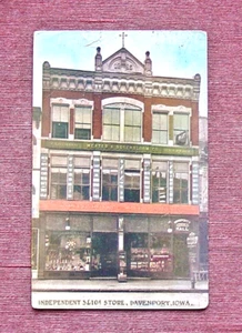 PUBBLICITÀ INDIPENDENTE 5 & 10 CENT VETRINA NEGOZIO DAVENPORT IOWA - Foto 1 di 1