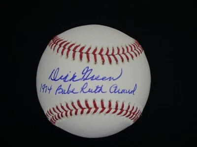 DICK GREEN SIGNED OFFICIAL OMLB BASEBALL W/ "1974 BABE RUTH AWARD"  - JSA COA - Image 1 of 4