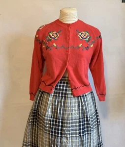 Cardigan maglione vintage nonna floreale Ramie cotone piccolo Cary sport aprile Cornell - Foto 1 di 7