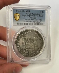México - 1755 Mo MM Grande Plata "Dólar Pilar" 8 Reales (PCGS VF Detalle) - Imagen 1 de 6