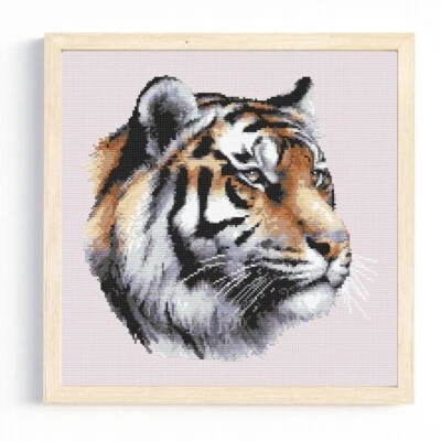 Tiger Portrait Cross Stitch Pattern/Chart, Wild Safari Animal  - Image 1 of 4