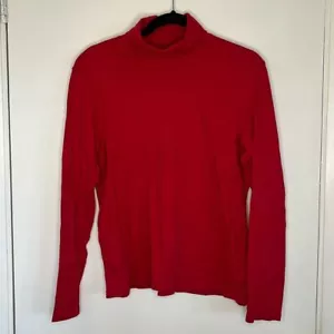 White Stag Vintage Women's Red Solid 100% Cotton Long Sleeve Turtleneck Sz Large - Picture 1 of 8