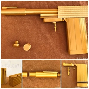 Pistola dorada estuche para cigarrillos encendedor bolígrafo réplica utilería regalo de Navidad kit regalo - Imagen 1 de 11