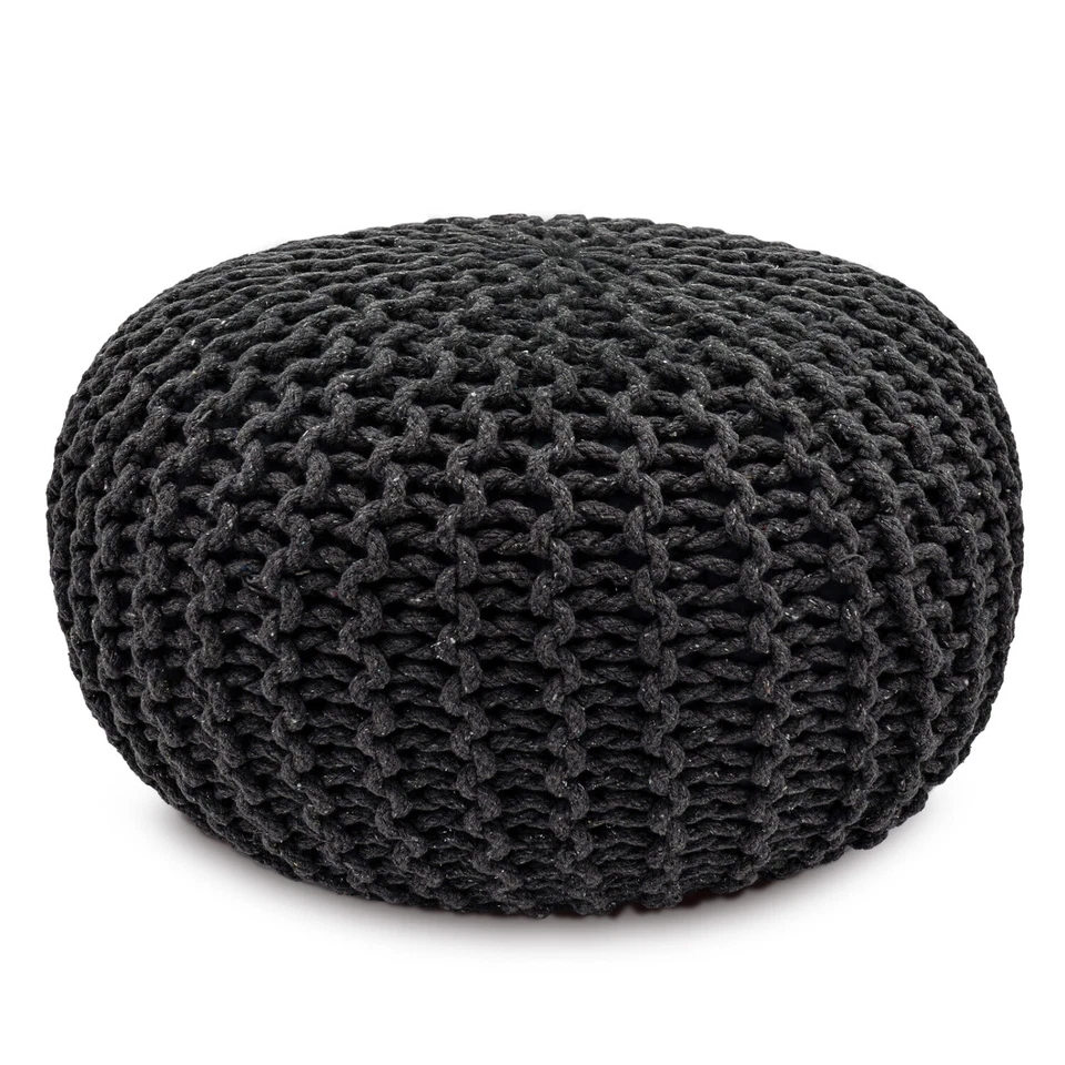 Strickhocker Pouf Ø45 o. 55cm Bodenkissen Sitzpouf XXL Baumwolle recycelt - Bild 1 von 4