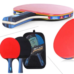 1 Pair Professional Table Tennis Ping Pong Racket Paddle Bat+3pcs Balls Bag Set - Picture 1 of 8