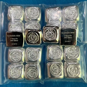 Scottsdale Mint 1 oz leone argento quadrato 999 fine unico inciso laser rovescio - Foto 1 di 6