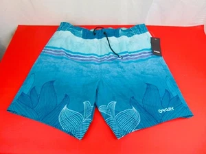Oakley Mens Beach Flower Striped 18" Swim Bathing Suit Trunks Sz Lrg - Picture 1 of 5