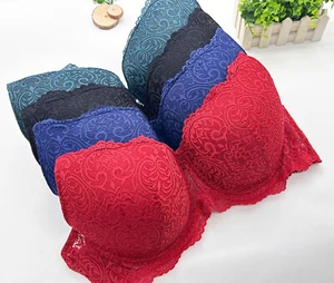 UK Sexy Lace Underwired Bra Plus Size Bra Ladies Sexy Lace Padded  36-48 DDEFGH - Picture 1 of 18