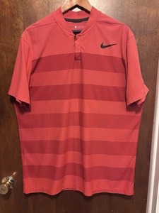 Nike Tiger Woods Collection Polo Shirt Mens XL Striped Golf Dri-FIT Zip Up - Picture 1 of 8