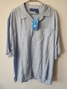Ocean Pacific Light Blue Hawaiian Embroidered Floral Shirt Button Men's XL - Picture 1 of 15