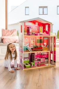 Großes Puppenhaus Holz mit Aufzug – Malibu Villa ECOTOYS ab 3 Jahren - Bild 1 von 7