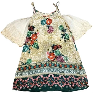 UMGEE Floral Lace Cold Shoulder Boho Chic Lightweight Hippie Bohemian Minimalist - Picture 1 of 8