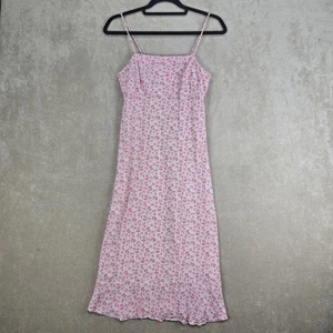 Gap Damen Blumen weiß und rosa Spaghettiträger Midi Länge Slip Sommerkleid Gr. 2 - Bild 1 von 19
