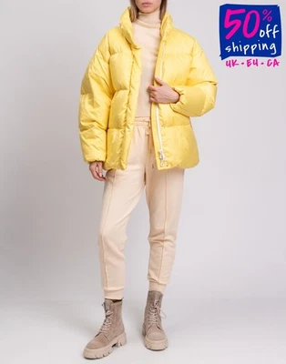 RRP €1149 IENKI IENKI Down Puffer Jacket Size S Quilted Zip High Neck Yellow  - Image 1 of 4
