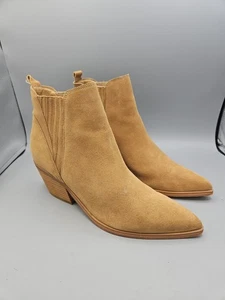 Marc Fisher Womens Oshay Tan Almond Toe Block Heel Chelsea Boots Size 11 M Suede - Picture 1 of 8