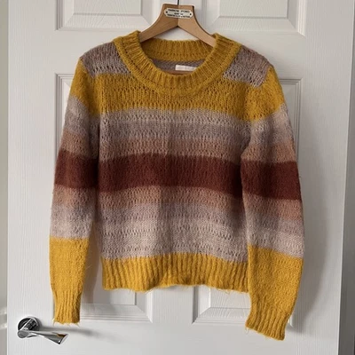 Pull tricoté mohair Bash femme 2 / M / 10 UK moutarde avoine pull top  - Photo 1/4
