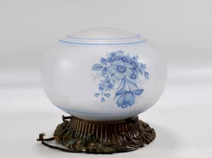 L & L WMC Globe Ceiling Light Frosted Blue Floral Globe 20.5" Circumference - Picture 1 of 14