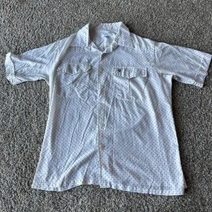 Vintage ~ Christian Dior Monsieur Blue & White Button Down Polka Dot Shirt Size? - Picture 1 of 12