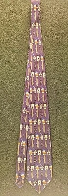 Walt Disney World Mickey Goofy Donald All Over Print 100% Silk Tie Blue EUC - Image 1 of 4