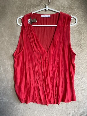 MANGO Casual Blouse Top Size L Womens Red Sleeveless - Image 1 of 4