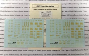 Old Time Workshop 4670 WD & MOD Wagon Decals 1940 Onwards OO Gauge - Picture 1 of 1
