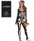La Muerta Day Of Dead Sugar Skull Catsuit Womens Halloween Costume Up To Size 8