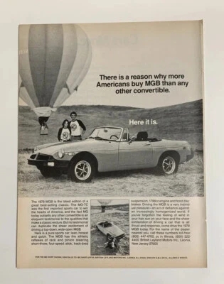 1979 MG MGB Covertible Print Ad British Leyland Here It Is Original Vintage - Image 1 of 2