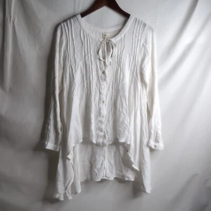 O'Neill Women's White Flowy Boho Blouse with Buttons/Long Back, Size Medium - Picture 1 of 7