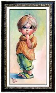 Tony Crosse Ölgemälde auf Leinwand original signiert Kinderportrait gerahmte Kunst - Bild 1 von 4