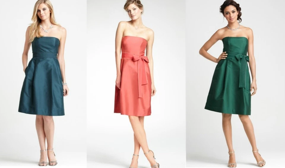 Nuevo con etiquetas Vestido de Dama de Honor Ann Taylor Seda Dupioni Sin Tirantes Azul/Verde Talla 0 6 10 14 Foto 1 de 1