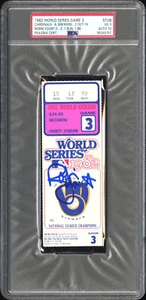 1982 BREWERS Robin Yount signed ticket World Series Game 3 PSA 3 AUTO 10 HOFer - Picture 1 of 2