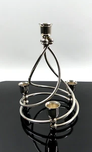 Candelabro Art Deco, en espiral, plateado - Imagen 1 de 5
