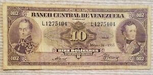 1955 Venezuela 10 Bolivares note Venezuelan banknote bill P 31c VERY NICE !