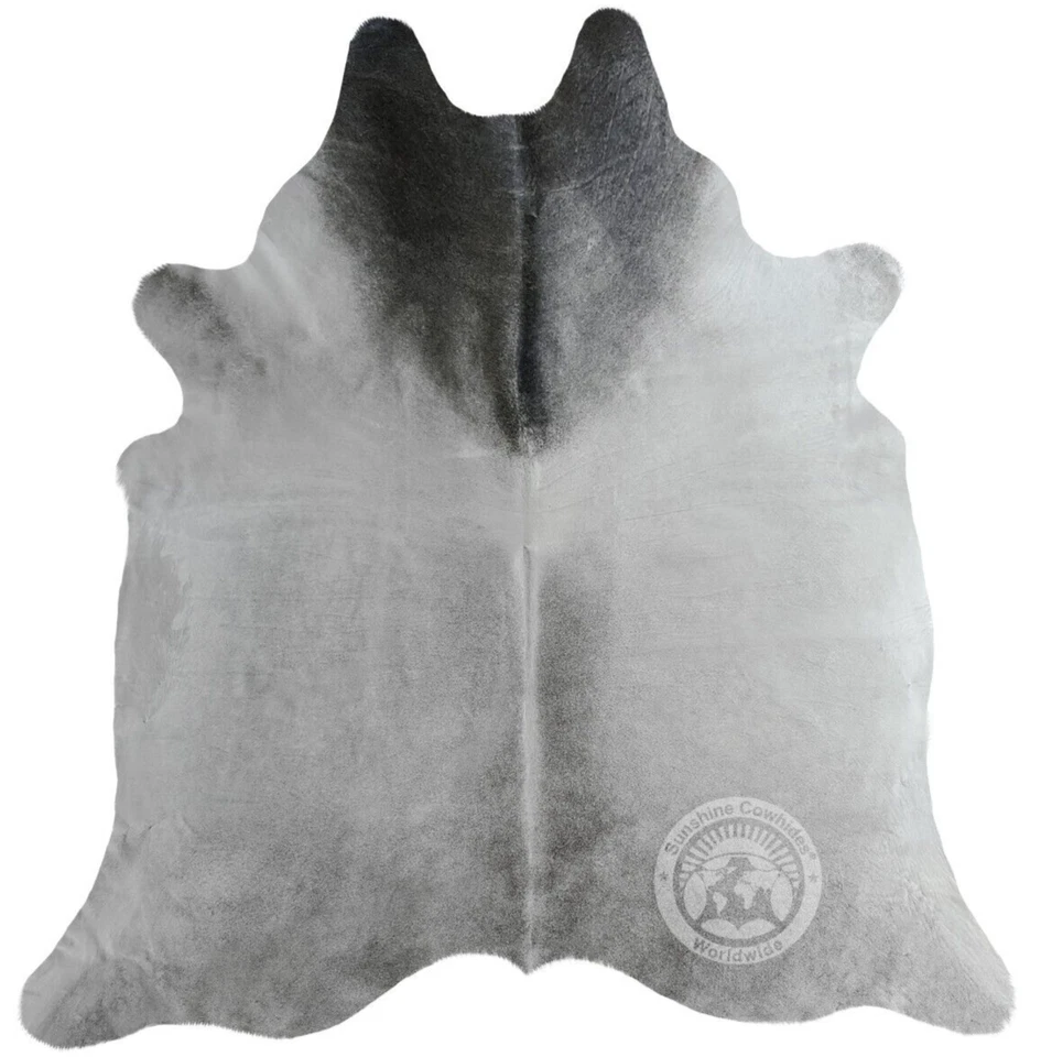 Alfombra de cuero de vaca real gris - talla 6x6' Foto 1 de 4