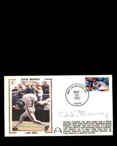 Eddie Murray JSA Coa Hand Signed 1992 1500 RBI`s FDC Cache Autograph - Picture 1 of 3
